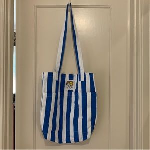 Big Bud Press Everyday Tote. Blue and White Striped, First Run.